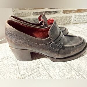 Freebird by Steven Bristol Loafer Leather Chunky Heel Slip on Women's Sz 7